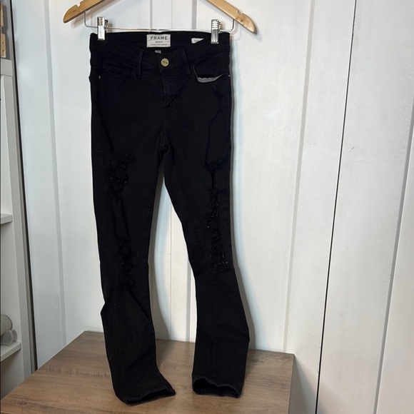Frame Denim | Le Skinny de Jeanne Black Jeans - Distressed - 24 - Picture 2 of 5